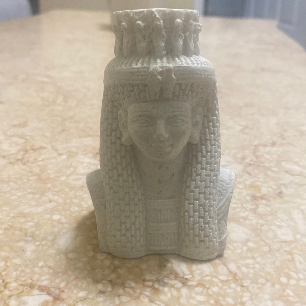 EGYPTIAN GODDESS HAND CARVED FROM PURE WHITE STONE IMPORTED FROM EGYPT